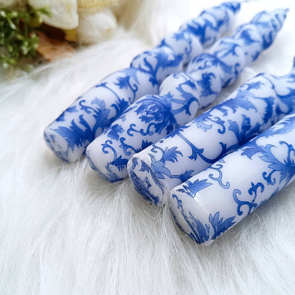 Blue and White Taper Candles