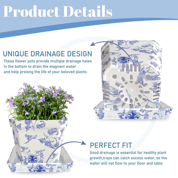 Blue and White Plant Pot D