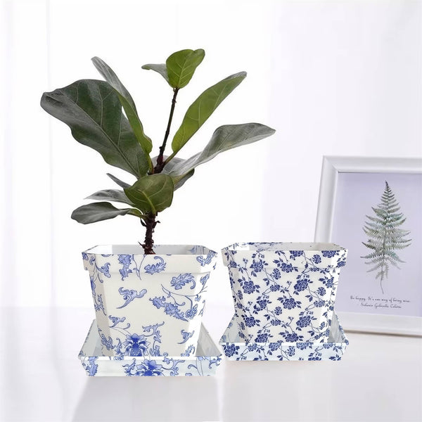 Blue and White Plant Pot D