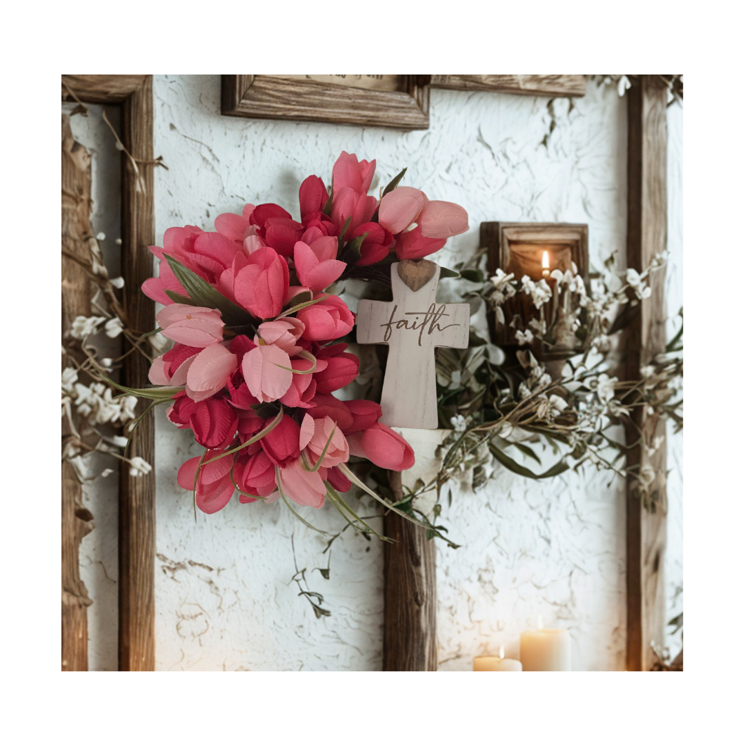 Courage In Bloom | Faith Cross Wreath
