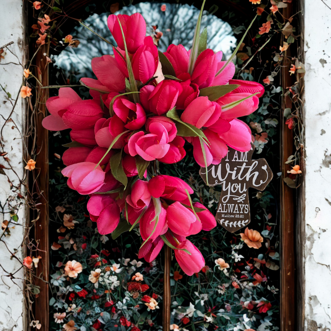 Courage In Bloom | Brown Cross Wreath