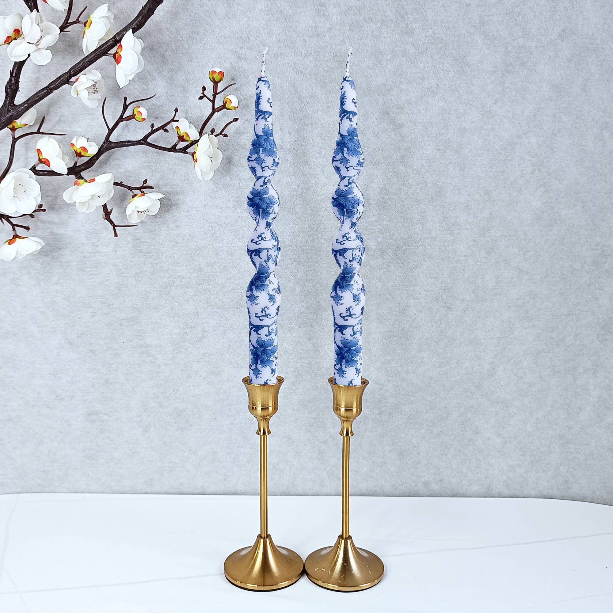 Blue and White Taper Candles