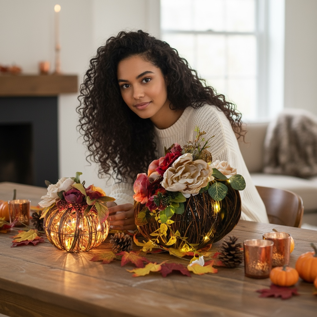 Autumn Harvest Grapevine Pumpkins